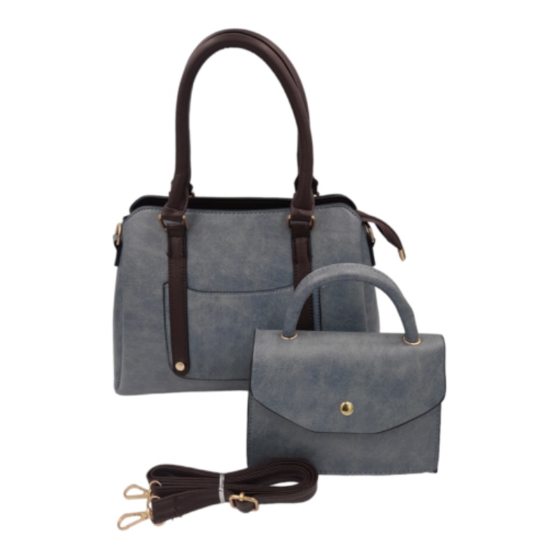 2-Piece Satchel Bag Ladies Handbags For Women With Shoulder Strap Bags  Blue