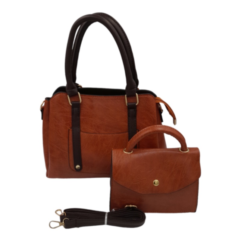 2-Piece Satchel Bag Ladies Handbags For Women With Shoulder Strap Bags  Chocolate