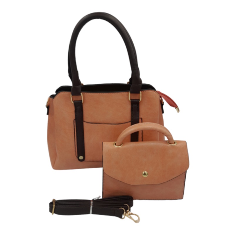 2-Piece Satchel Bag Ladies Handbags For Women With Shoulder Strap Bags  Coral