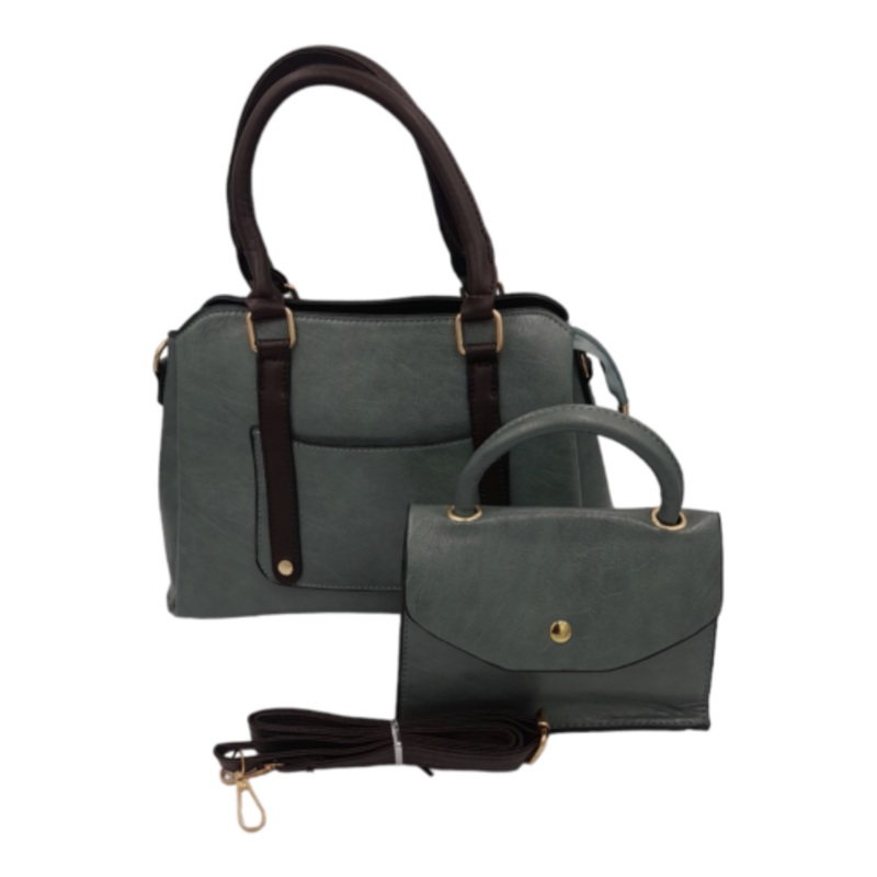 2-Piece Satchel Bag Ladies Handbags For Women With Shoulder Strap Bags  Green