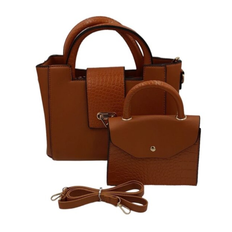 2-Piece Tote Bag Ladies Handbags For Women Shoulder Bags With Strap Handbag  Brown