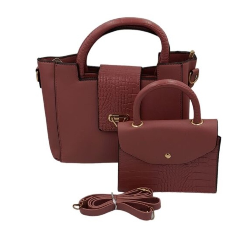 2-Piece Tote Bag Ladies Handbags For Women Shoulder Bags With Strap Handbag  Pink