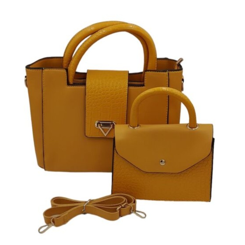2-Piece Tote Bag Ladies Handbags For Women Shoulder Bags With Strap Handbag  Yellow