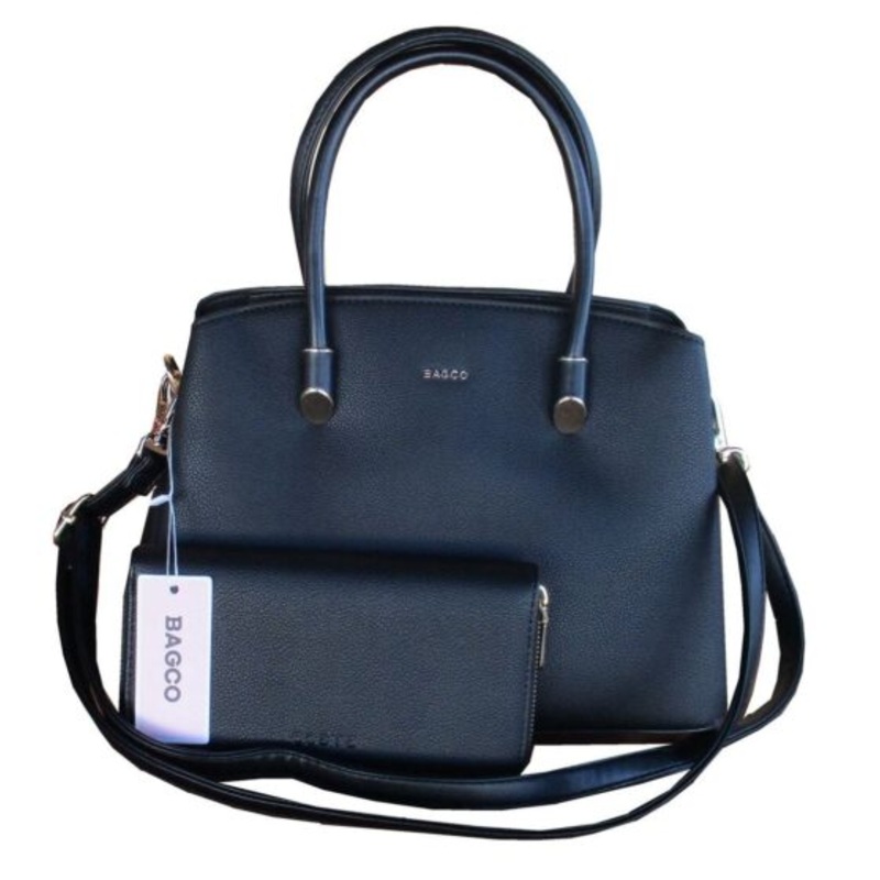 2-Piece Womens Handbag and Wallet Set  Black