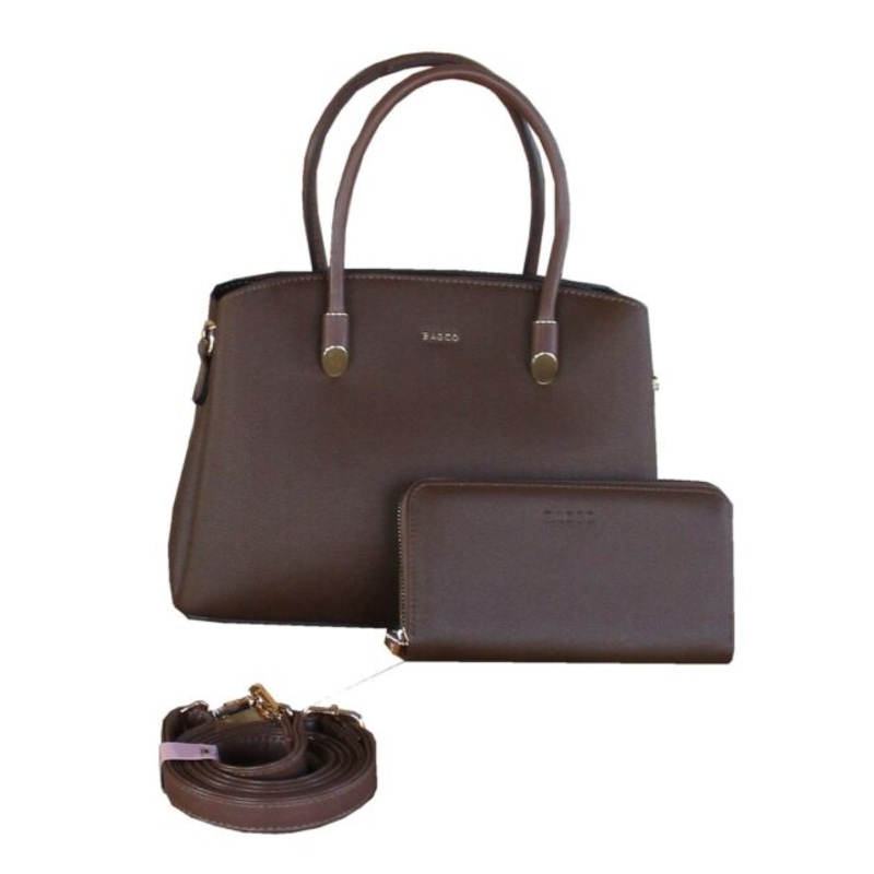 2-Piece Womens Handbag and Wallet Set  Coffee