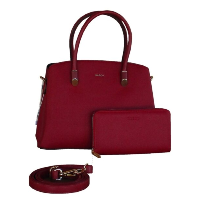 2-Piece Womens Handbag and Wallet Set  Maroon