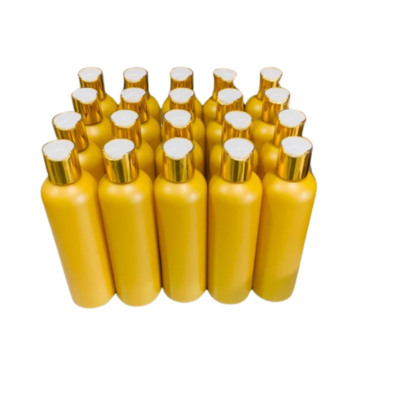 20 x 250ml Gold HDPE Round Shoulder Bottles with Gold + White Caps