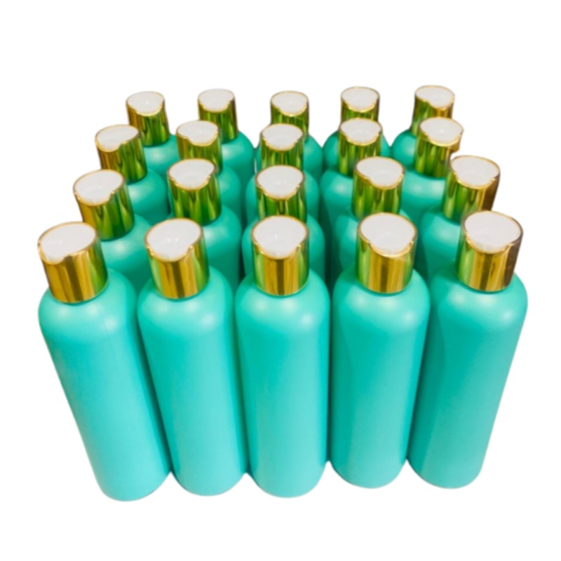 20 x 250ml Green Luxurious HDPE Round Shoulder Bottles with any Flip Caps