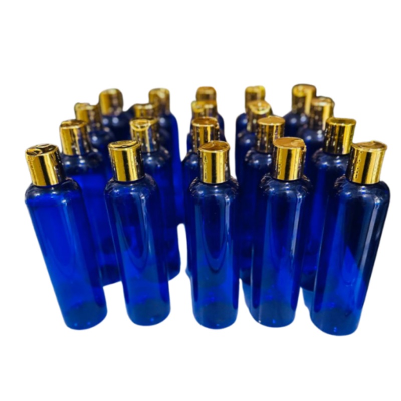 20 x 250ml Luxurious PET Round Shoulder Bottles with 24/240 Gold Flip Caps