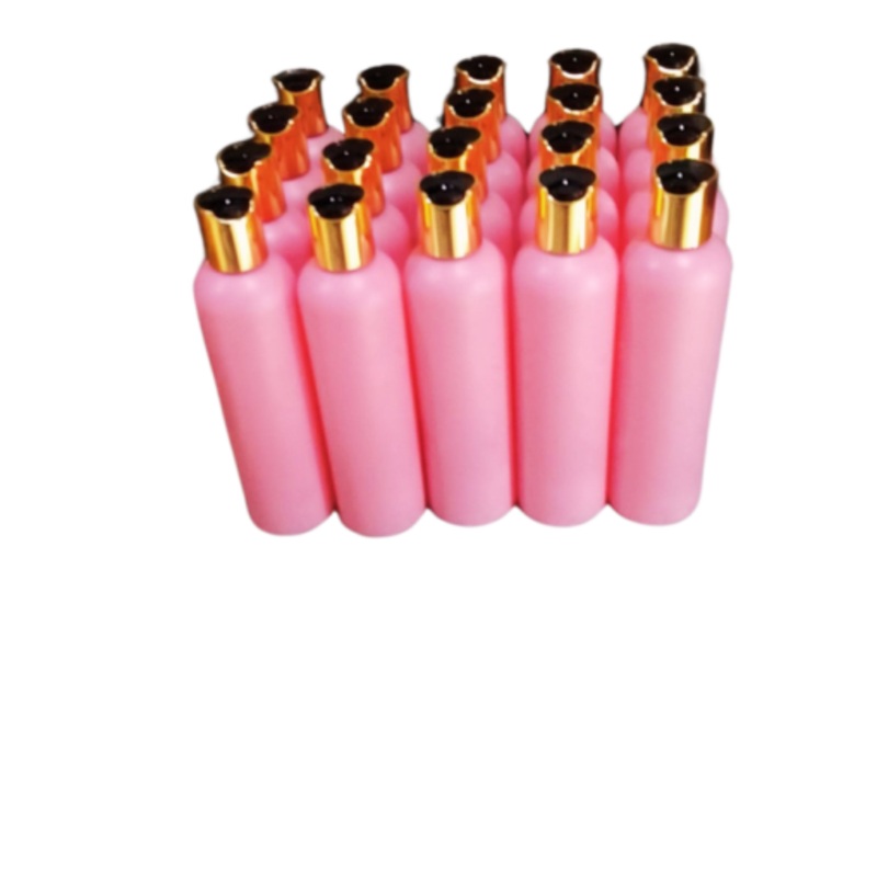 20 x 250ml Pink HDPE Bottles with Gold + Black Press Caps