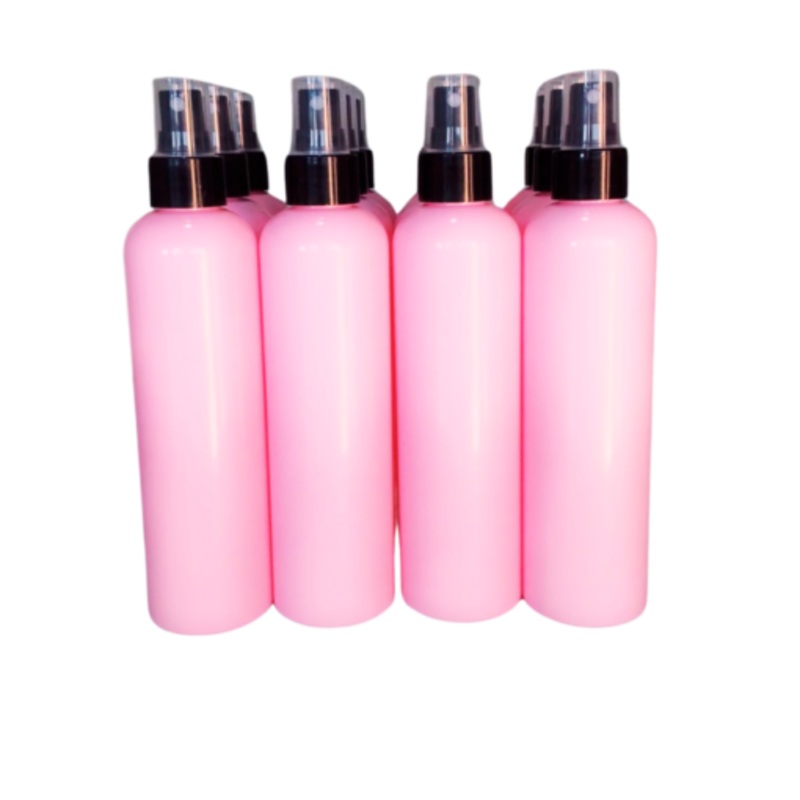 20 x 250ml Pink Luxurious PET Round Shoulder Bottles with Black Mist Spray