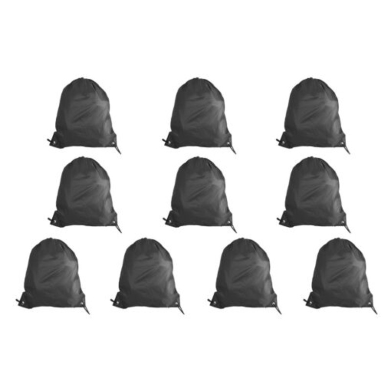 210D Poly String Bag  10-Pack  Black