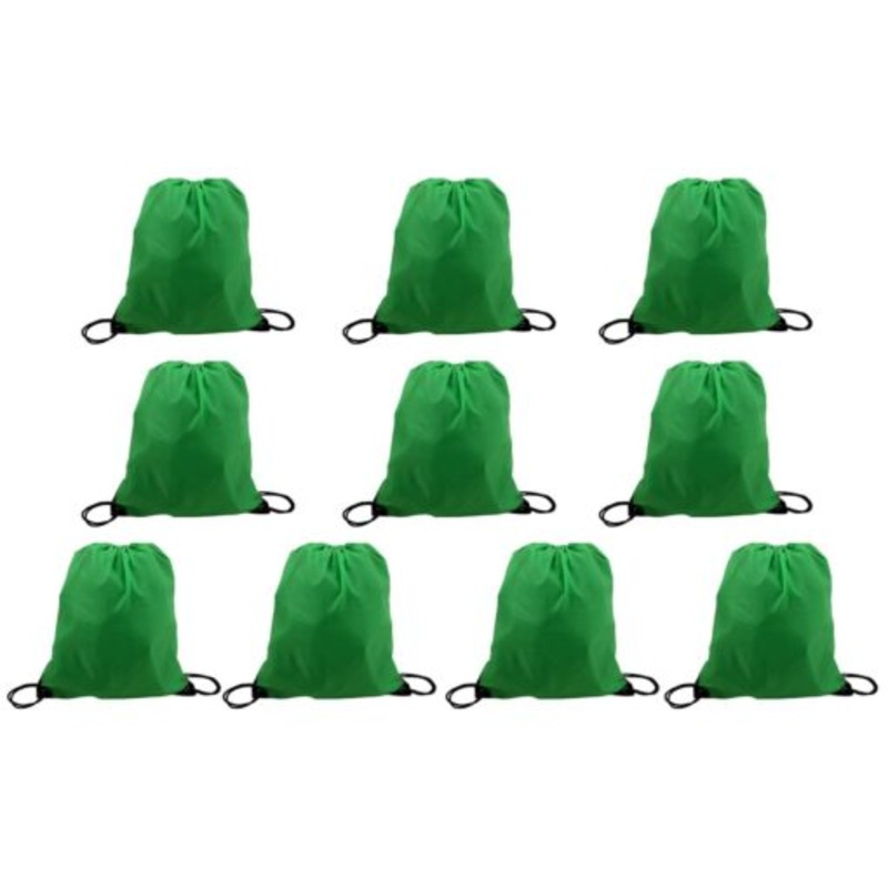 210D Poly String Bag  10-Pack  Green