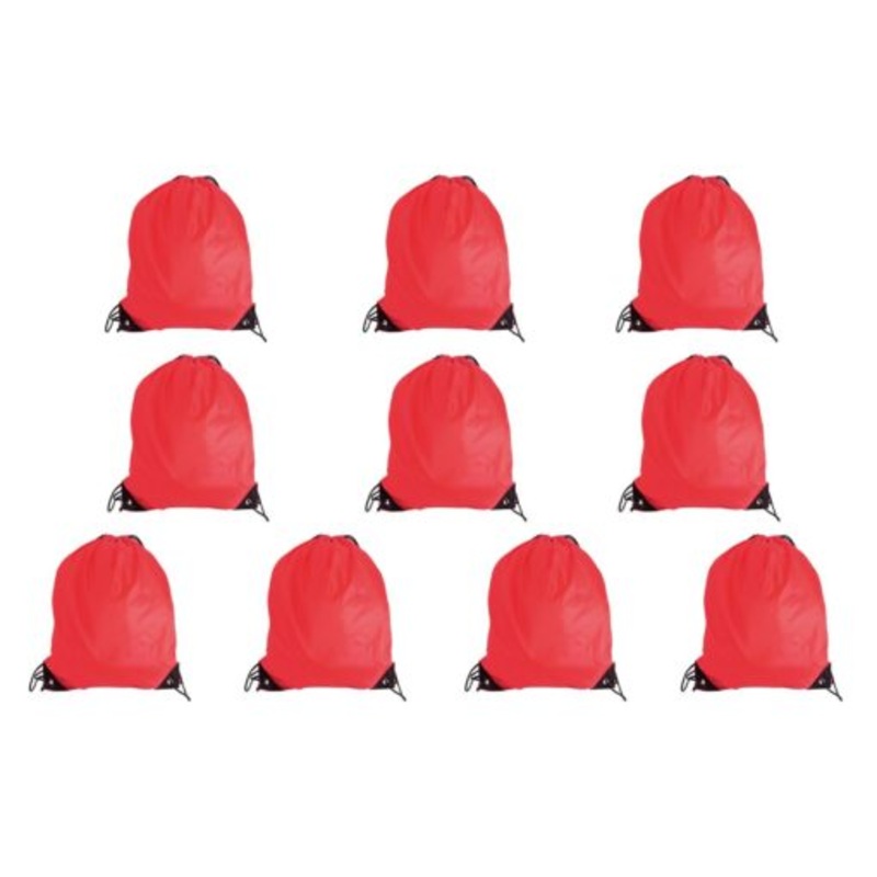 210D Poly String Bag  10-Pack  Red