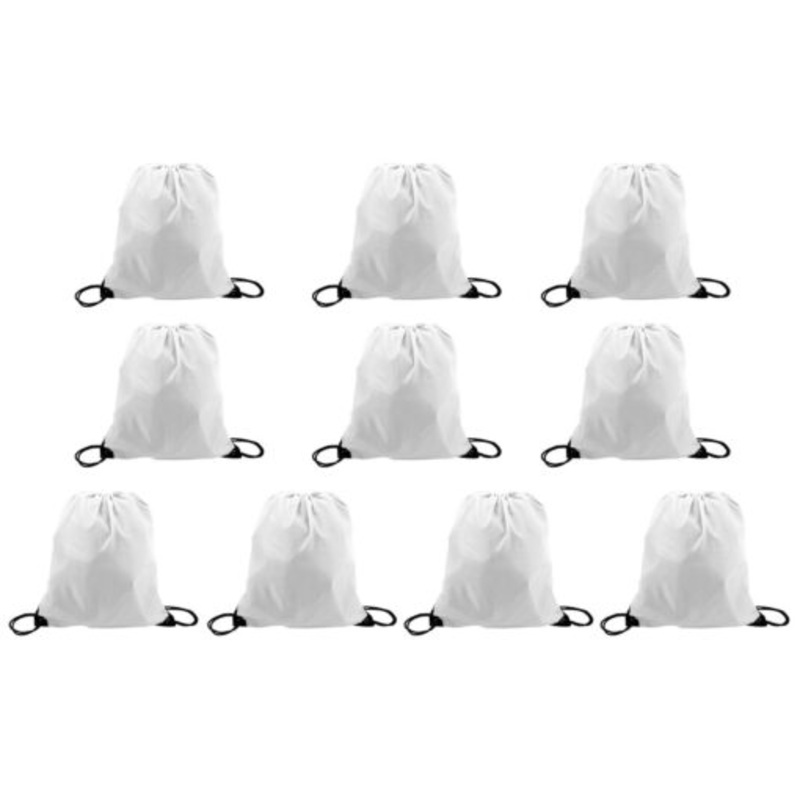 210D Poly String Bag  10-Pack  White
