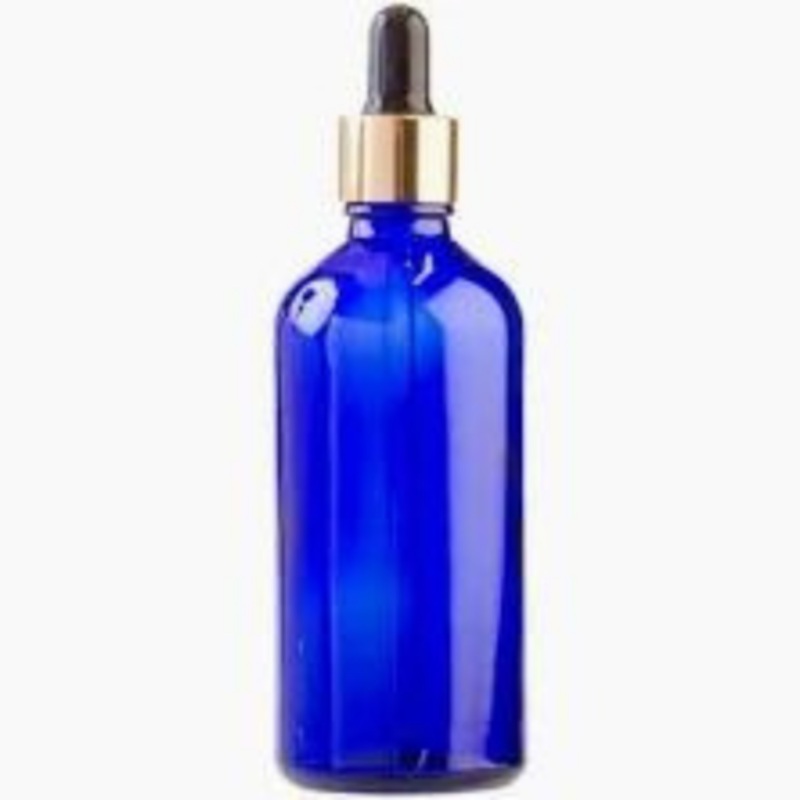 25 x 100ml Blue Serum Glass Bottles with Gold + Black Dropper