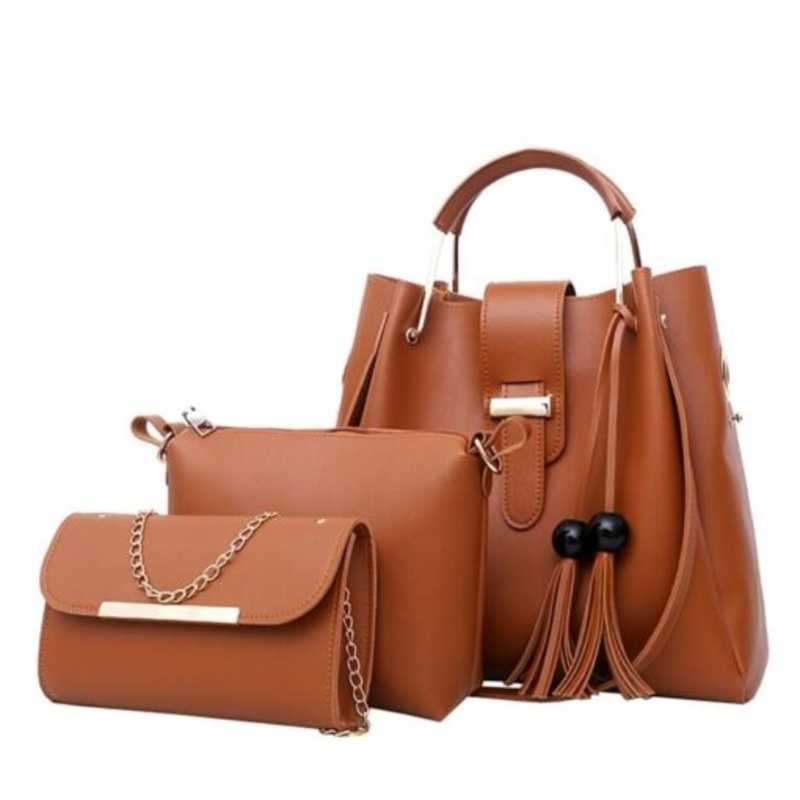 3 in 1 Fashion Purse & Handbags Set for Women  Brown