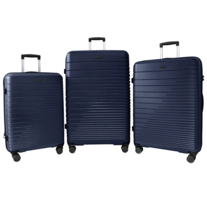 3 Piece 4 Wheel Trolley Luggage Set  Blue