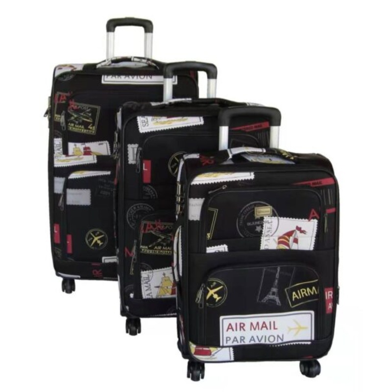 3 Piece Graphic Art PU Leather Travel Luggage Bag Set  Airmail