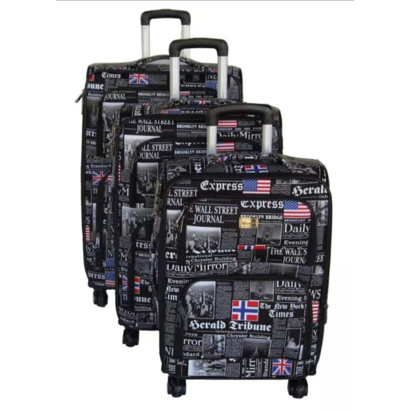3 Piece Graphic Art PU Leather Travel Luggage Bag Set  Media Express