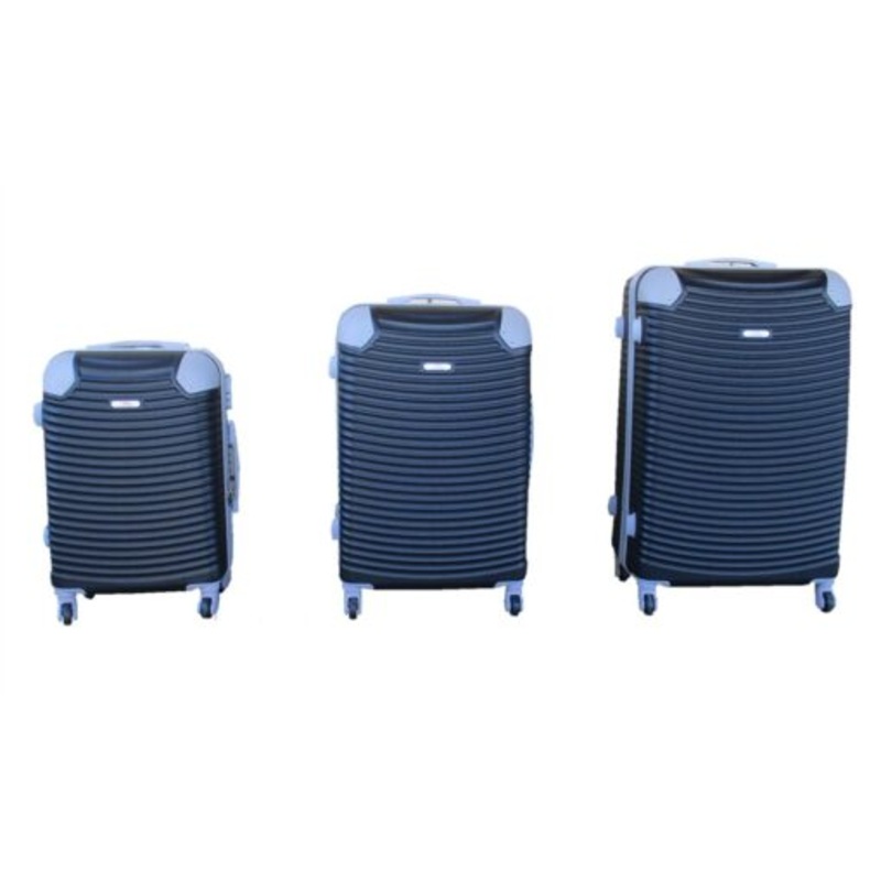 3 Piece Hard Outer Shell Lightweight Luggage Set  Black