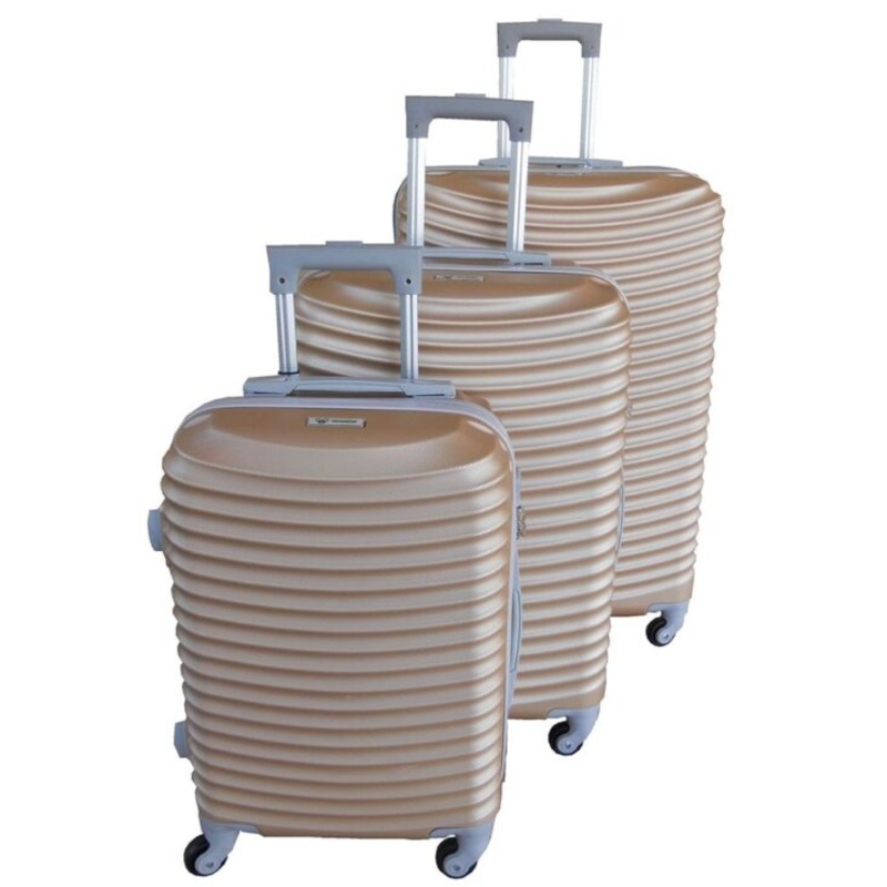 3 Piece Hard Outer Shell Lightweight Luggage Set  Gold