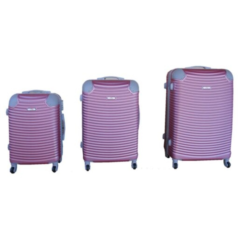 3 Piece Hard Outer Shell Lightweight Luggage Set  Light Rose Gold