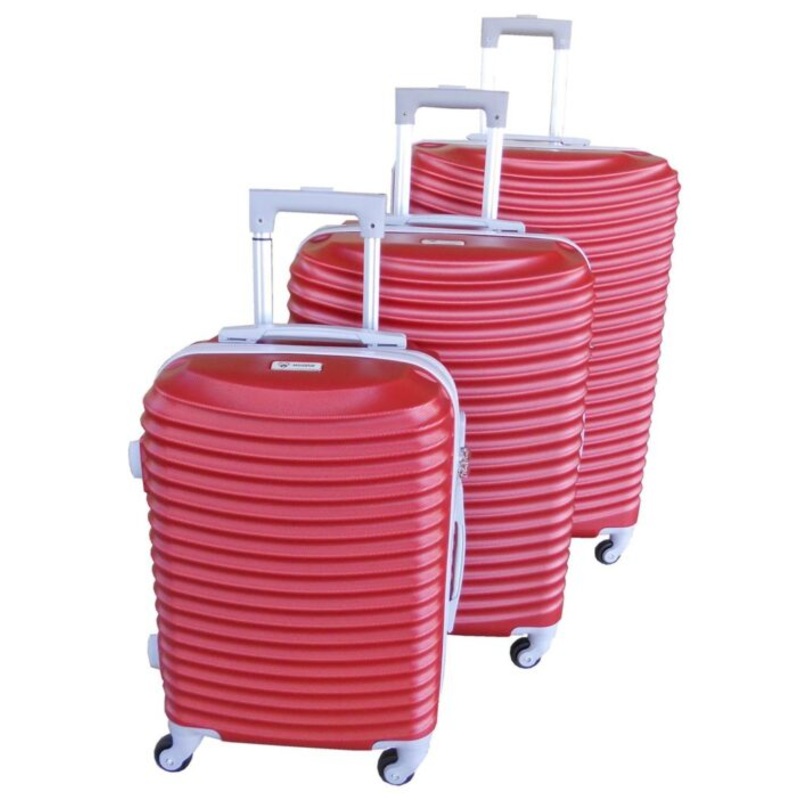 3 Piece Hard Outer Shell Lightweight Luggage Set  Red