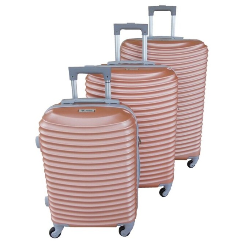 3 Piece Hard Outer Shell Lightweight Luggage Set  Rose Gold