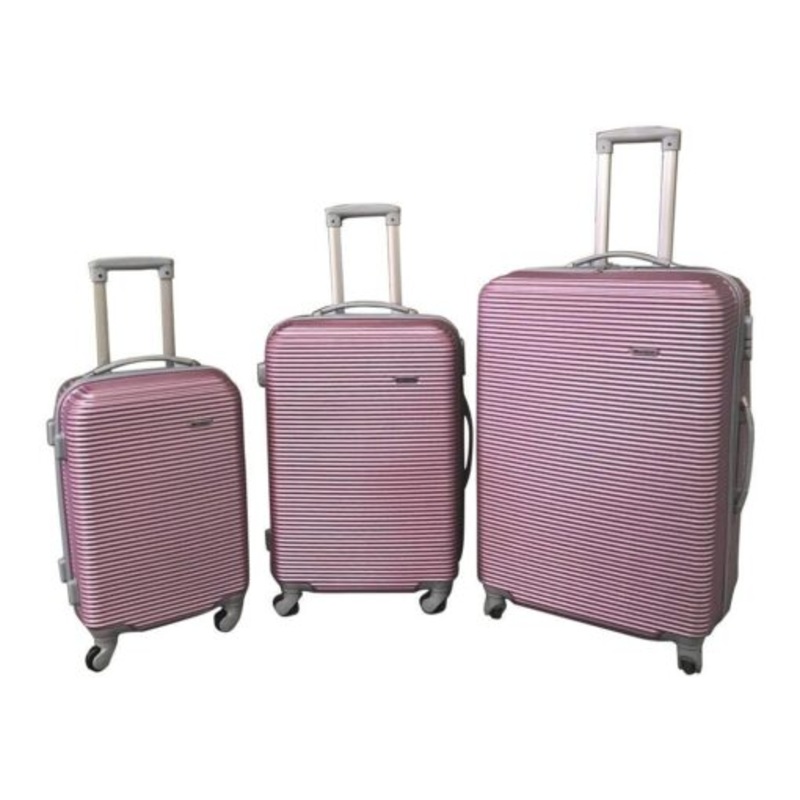 3 Piece Hard Outer Shell Luggage Set  28 Inch  Pink
