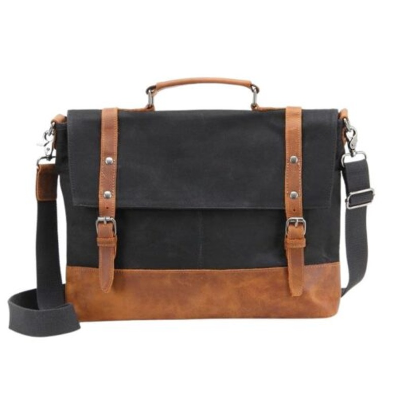 15 Multi Use Canvas Laptop Bag and Messenger Bag YU-2008-1  Black