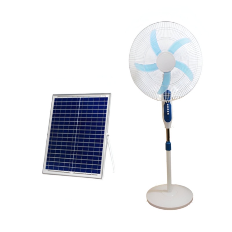 16-Inch Solar Rechargeable Standing Fan with Built-in LED Light