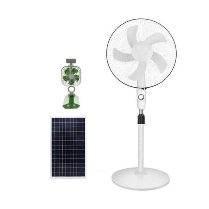 16 Solar Powered Ocillating Floor Fan And MultiFunctional Folding Fan