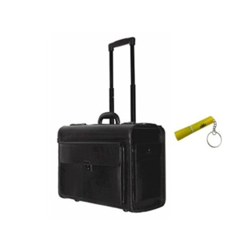 17 2-Wheel Laptop Pilot Case with MXM Flashlight Keyring