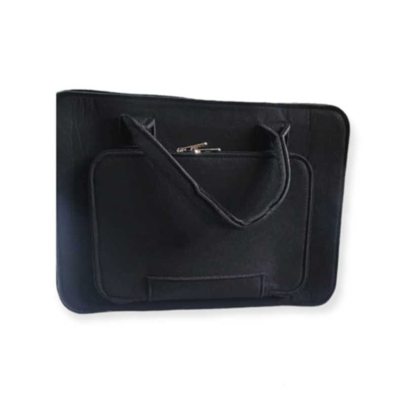 17.3 Inch Felt Laptop Sleeve Case Computer Purse Handbag with Zipper  Black