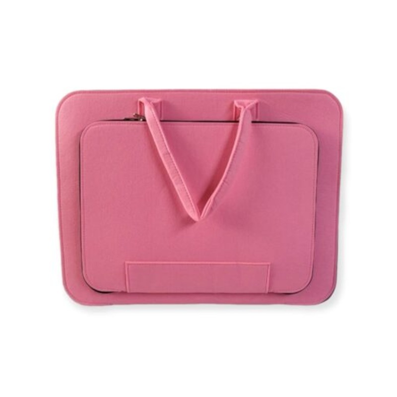 17.3 Inch Felt Laptop Sleeve Case Computer Purse Handbag with Zipper  Pink