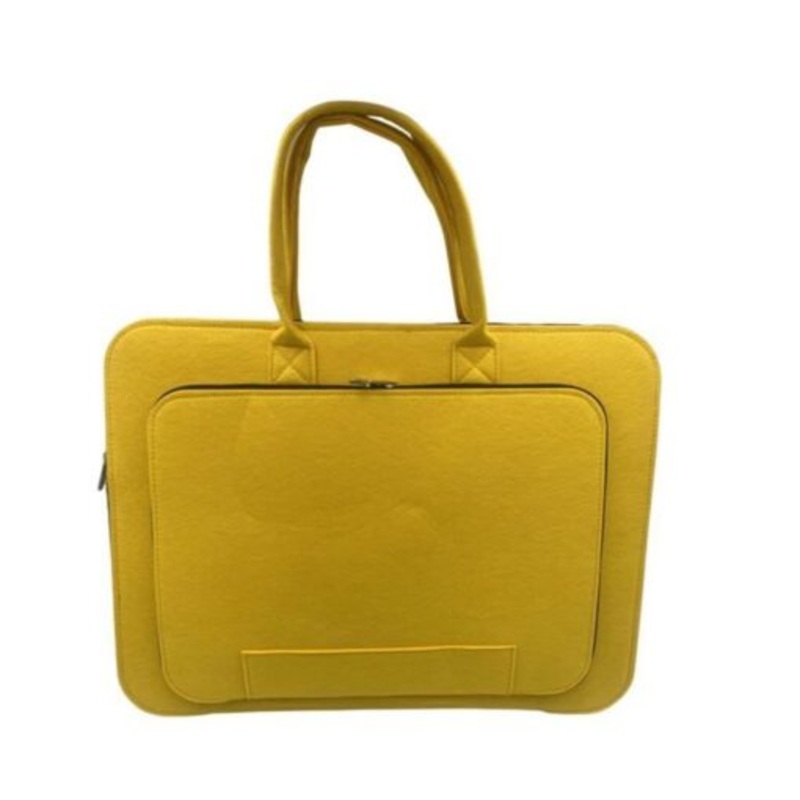 17.3 Inch Felt Laptop Sleeve Case Computer Purse Handbag with Zipper  Yellow