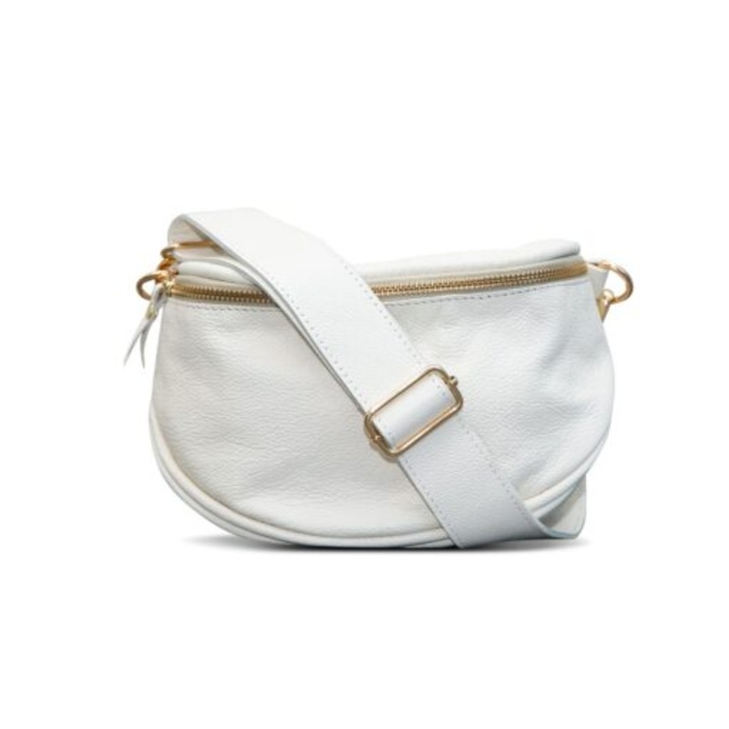 1984 Deluxe Brand Genuine Leather Cream/White Cross Body Bag