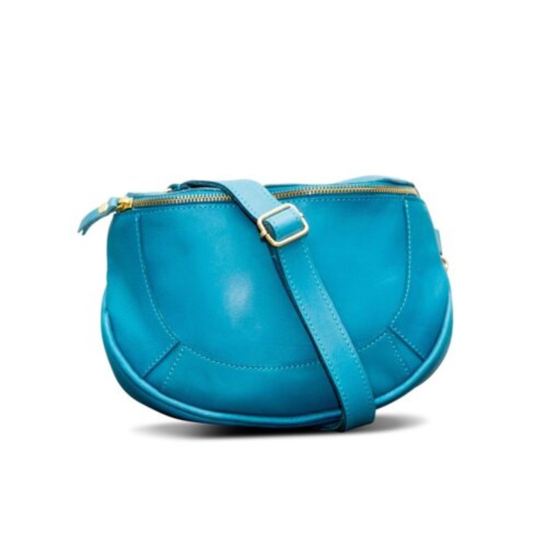 1984 Deluxe Brand Genuine Leather Teal Sleek Cross Body Bag