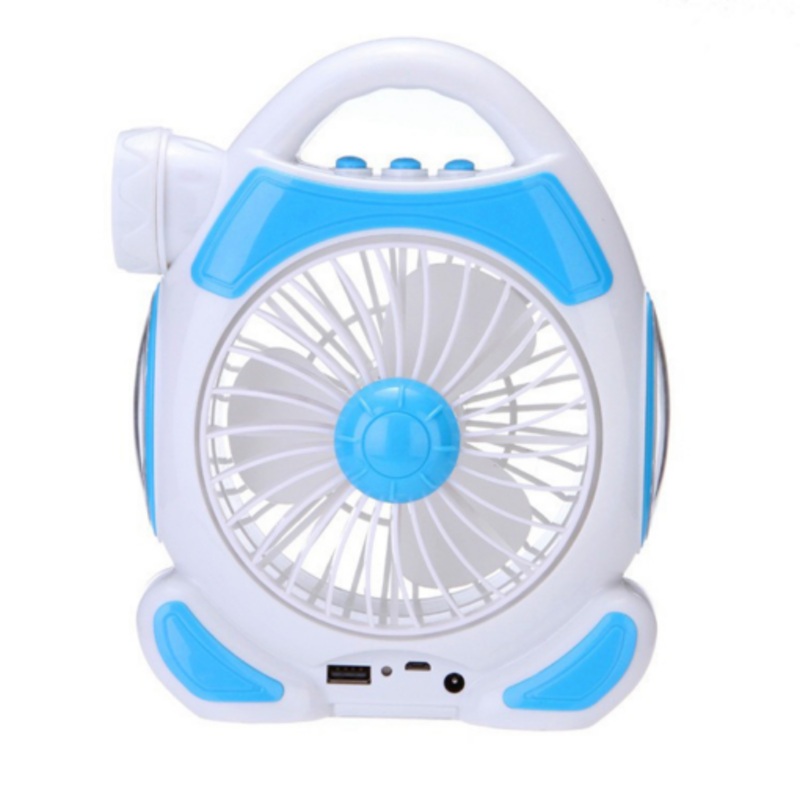 2 COB 5W LED Portable Rechargeable Emergency Fan F50-8-1387  Blue