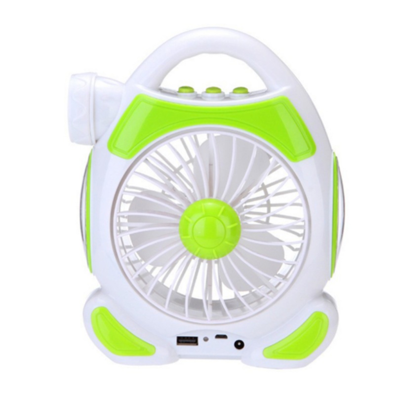 2 COB 5W LED Portable Rechargeable Emergency Fan F50-8-1387  Green