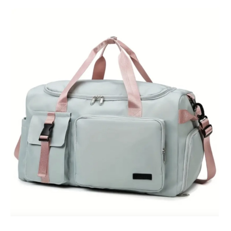 2-in-1 Large Capacity Backpack & Duffel Bag with Shoulder Strap  Mint & Pink