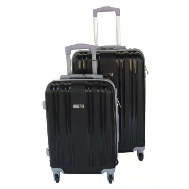 2 Piece Sturdy Hardshell Luggage Travel Set  Black