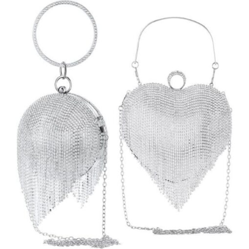 2 Pieces Women Rhinestone Evening Clutch Purses Bag
