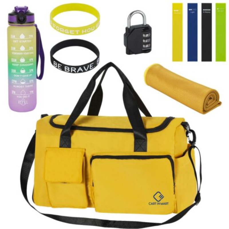 10 Piece Gym Bag Starter Kit With Sports Duffel Bag For Ladies & Men