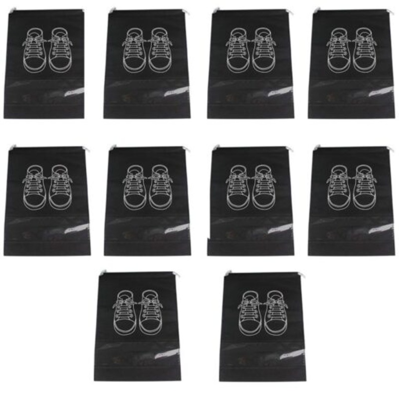 10-Pieces Of Non-woven Shoes Bag Travel  Black
