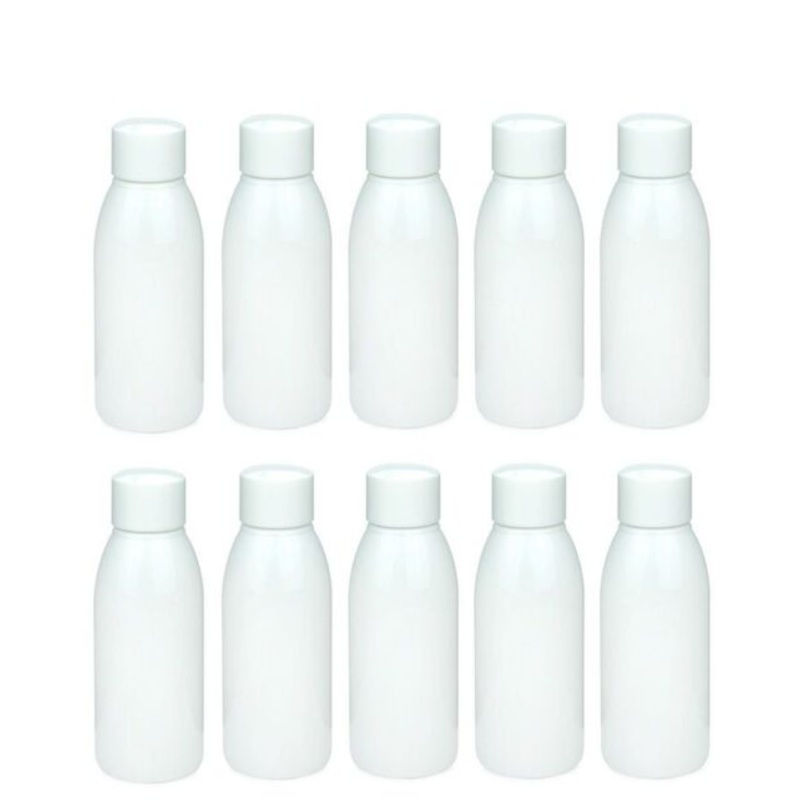10 x 100ml White Plastic Bottles