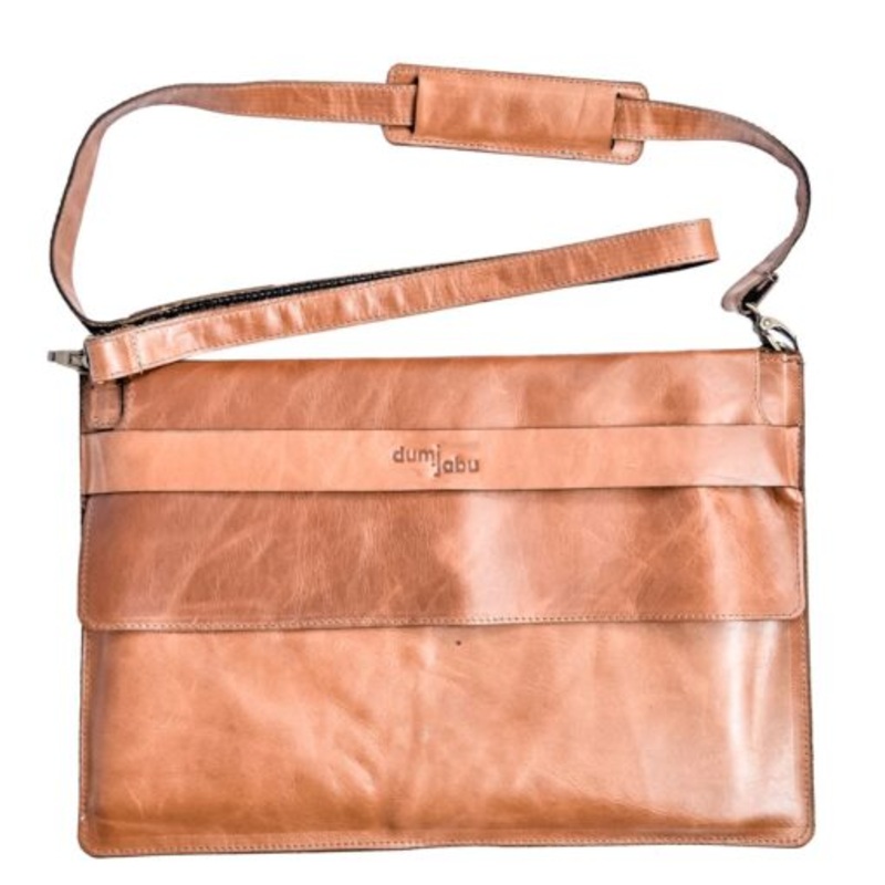 11 Genuine Leather Crossover Laptop Sleeve  Pecan