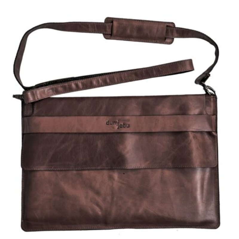 11 Genuine Leather Crossover Laptop Sleeve  Saddle