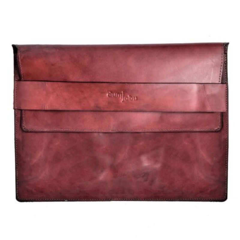 11 Genuine Leather Unlined Laptop Sleeve  Cherry